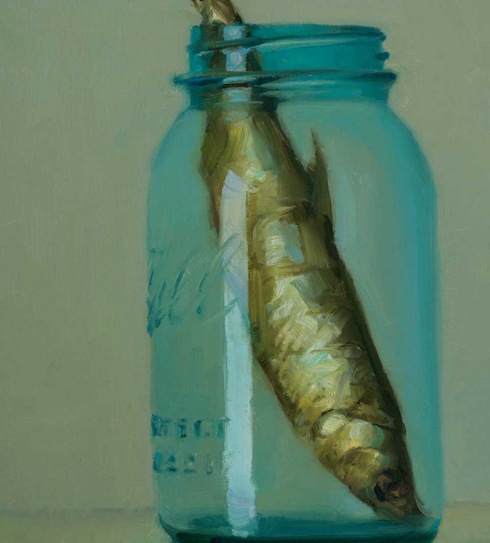 Detail of Fish in Blue Jar