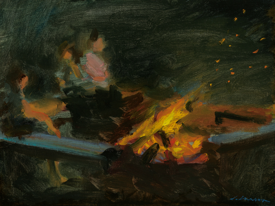 Bonfire, a painting by Jeffrey T. Larson