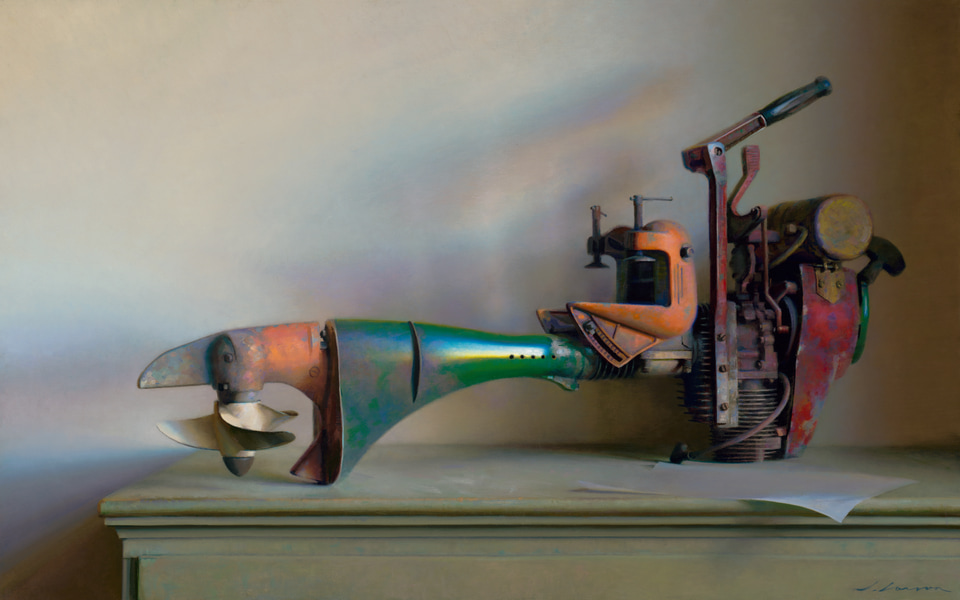 Outboard, a painting by Jeffrey T. Larson