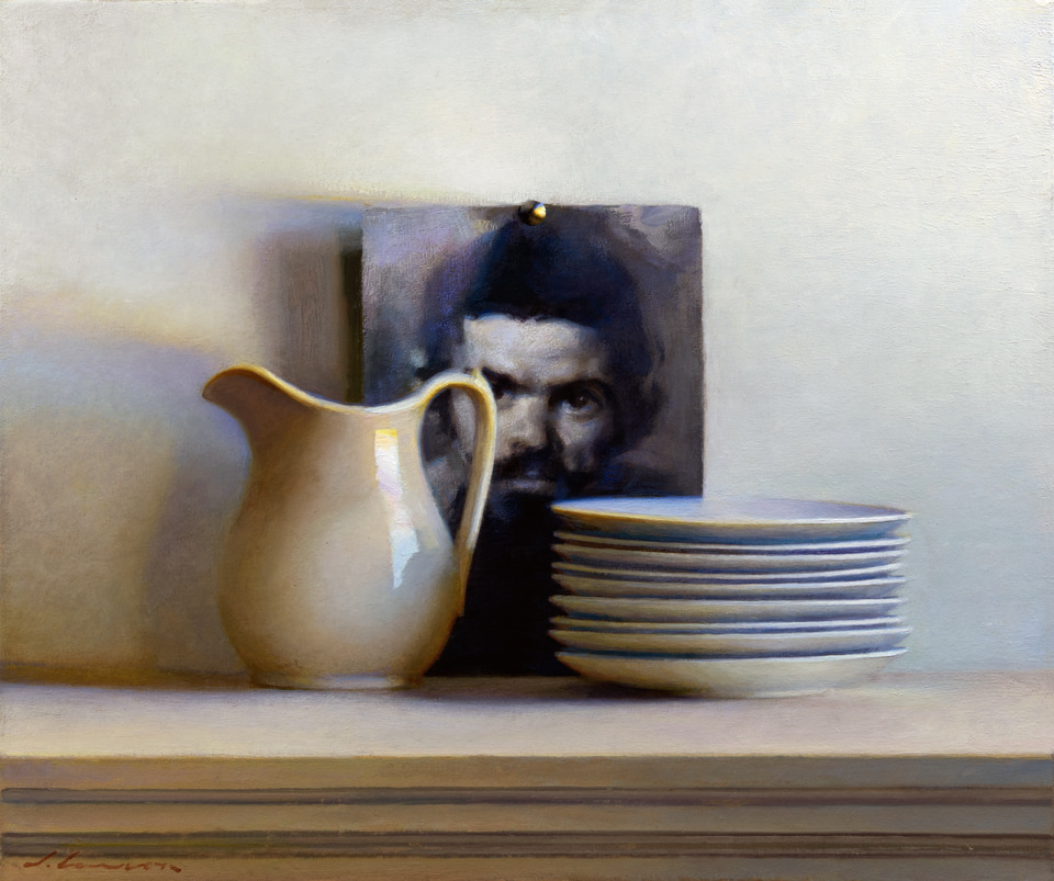 Contemplating Sebastian, a painting by Jeffrey T. Larson