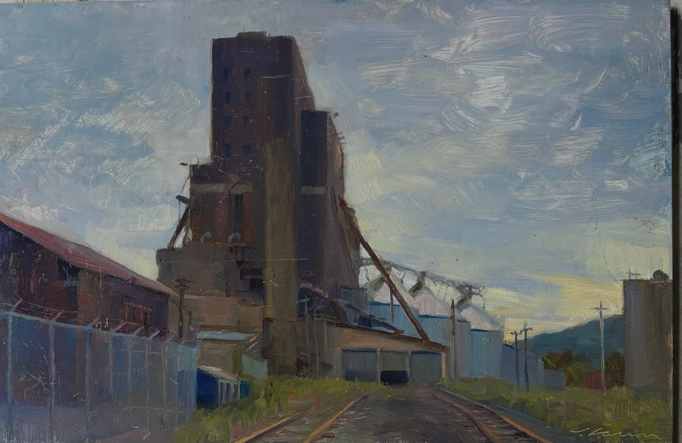 Pier A Silos, a painting by Jeffrey T. Larson