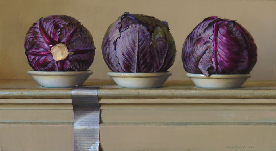 Three Cabbage, a painting by Jeffrey T. Larson