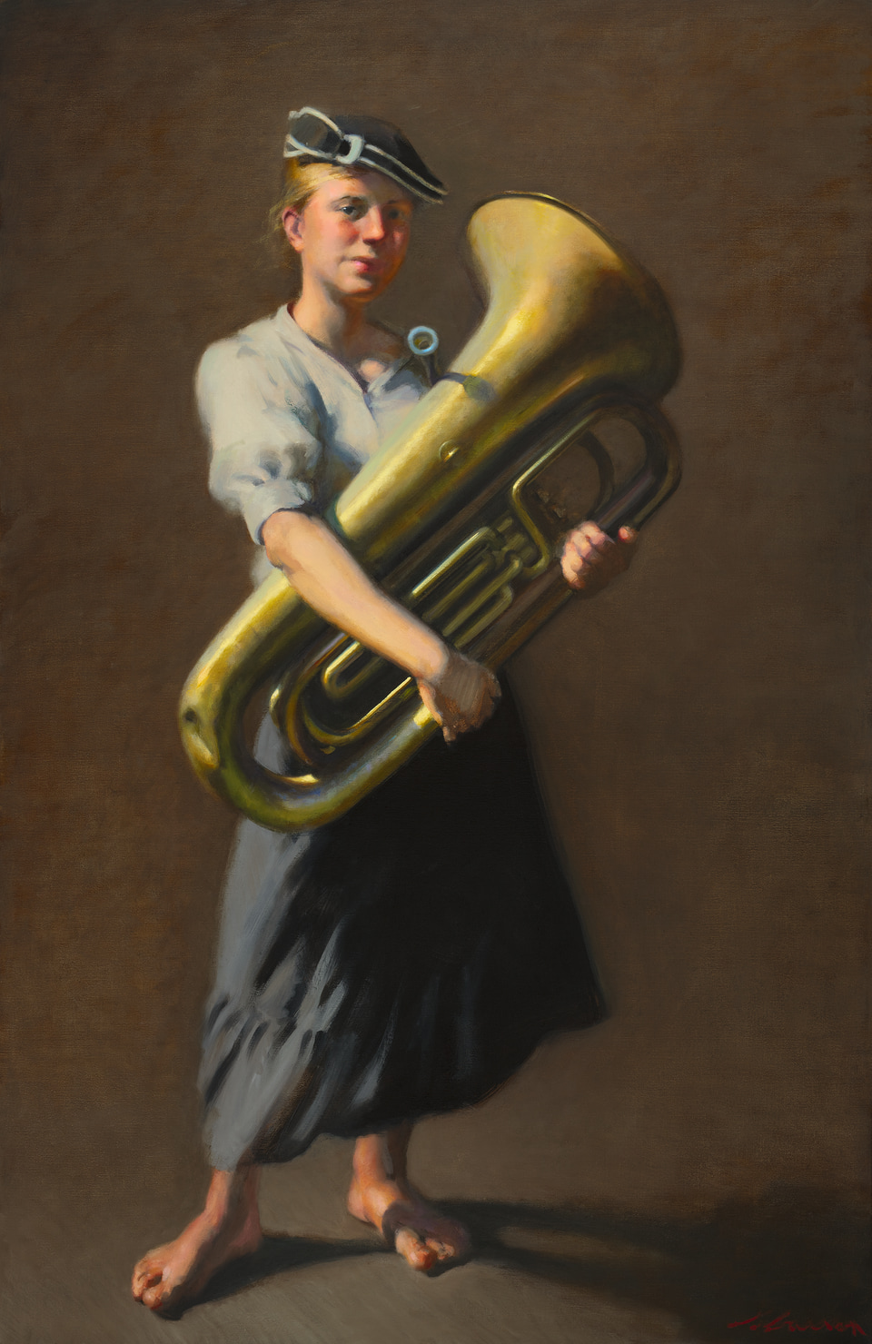Tuba Girl, a painting by Jeffrey T. Larson