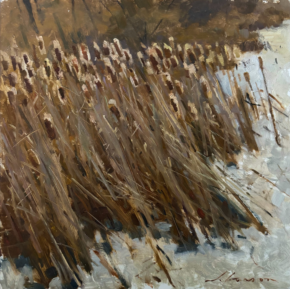 Winter Cattails, a painting by Jeffrey T. Larson