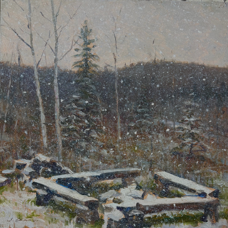 Winter Fire Pit, a painting by Jeffrey T. Larson
